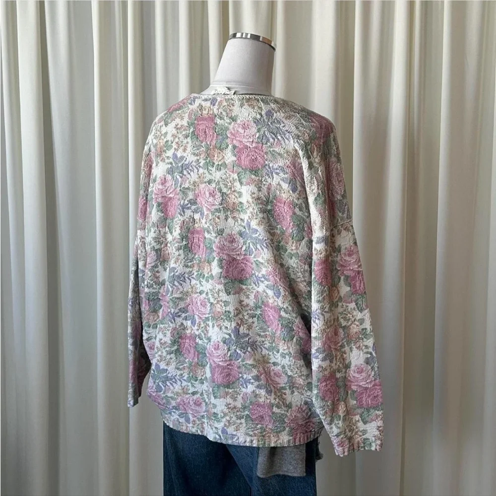 Vintage Glory US Floral Knit Sweater Shabby Chic Rose Print Pastel Pullover. - Picture 4 of 8